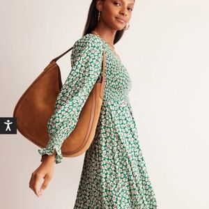 knee length dresses for ladies Gemma Smocked Midi Dress-High Risk Red, Abstract Dot
